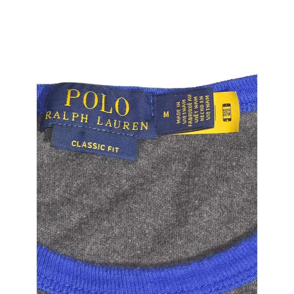 Polo Ralph Lauren Mens Classic Fit Ringer T-Shirt Gray Blue‎ Green Size M B30